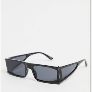 ASOS Black Square Visor Sunglasses with Side Lens